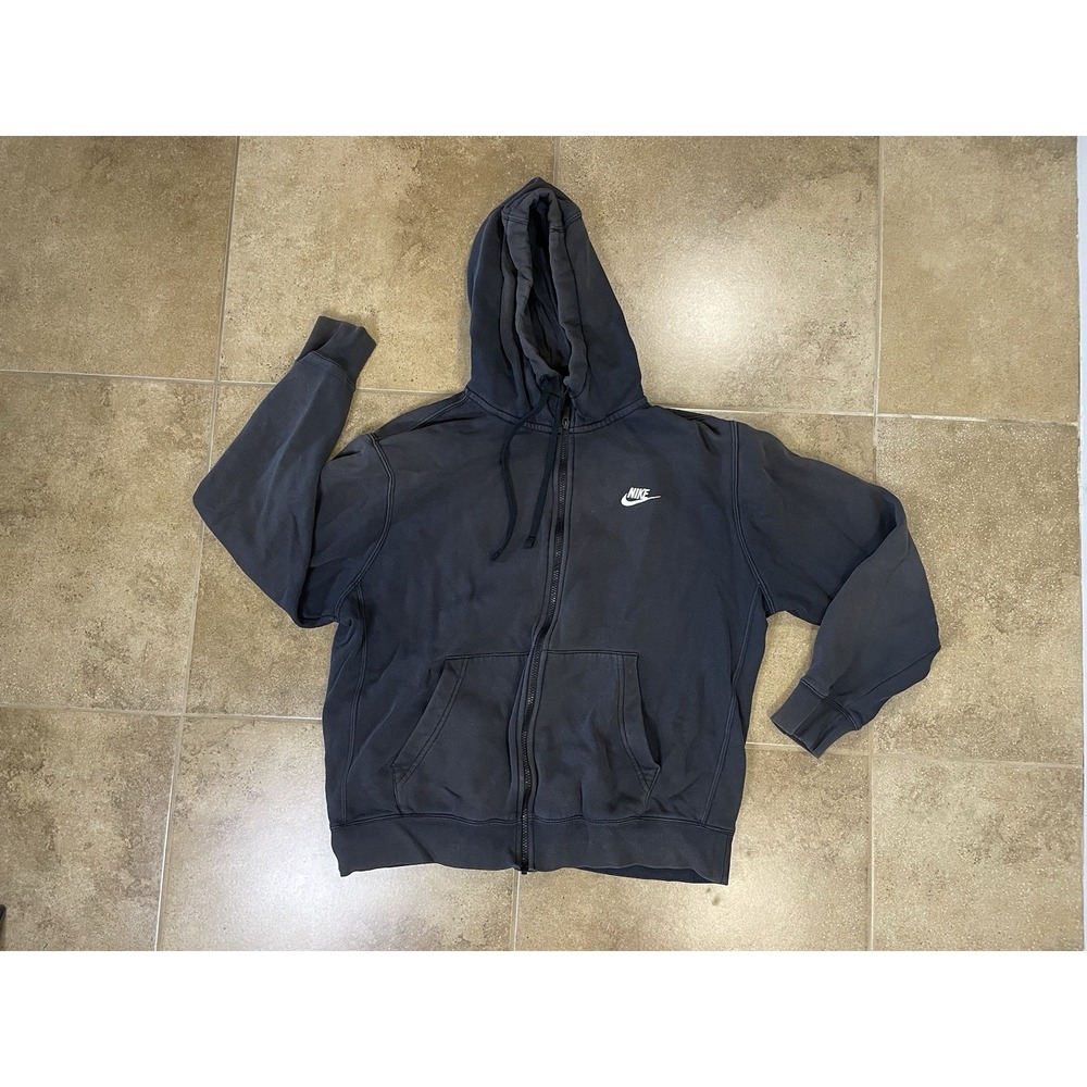 Nike Dri-FIT Men's Sz L Full Zip Hoodie Faded Black Fleece Athletic Sweatshirt